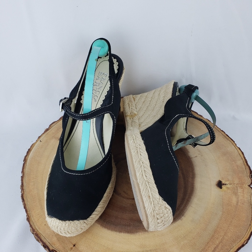 Franco Sarto 7.5 Espadrilles Shoe Sandal Black